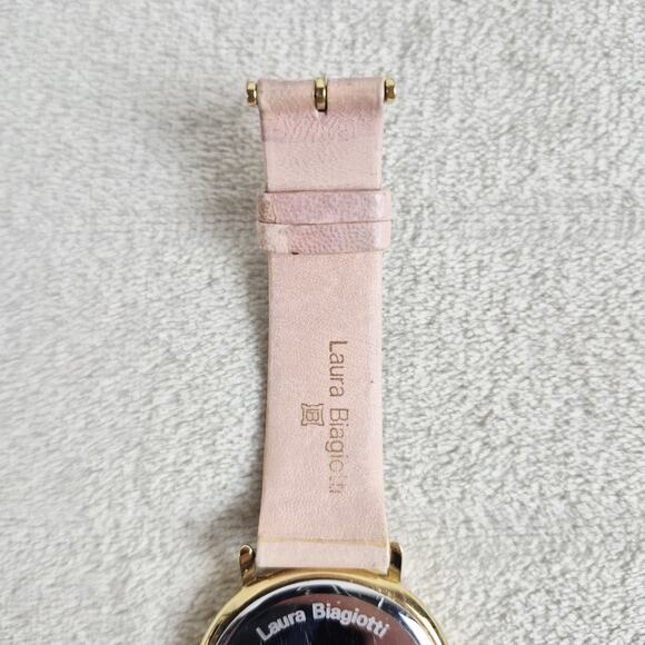 Laura Biagiotti Womens Swiss Quartz Watch Pink Leather Gold Floral 37mm Read* - Picture 10 of 16